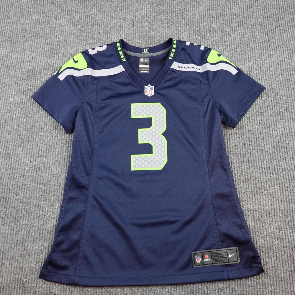 Seattle Seahawks Jersey Womens Medium Blue NFL Football Nike Russell Wilson 3